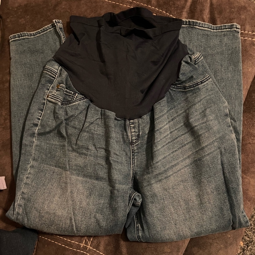 Indigo blue maternity jeans